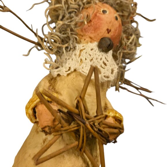 Vintage Angel Figurine 8 Inch Tall Paper Mache Twig Star Prim Home Decor - Picture 8 of 16